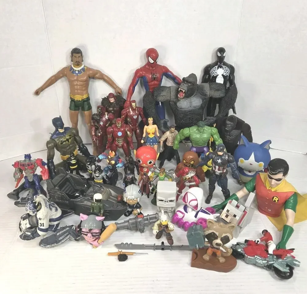 Mixed Action Figure Toy Lot Marvel DC Batman Spider-Man Iron Man Hulk Robin More